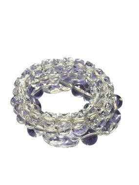 Set of 4 Clear Plastic Beaded Stretchy Bracelets 6.75 inches Unstretched